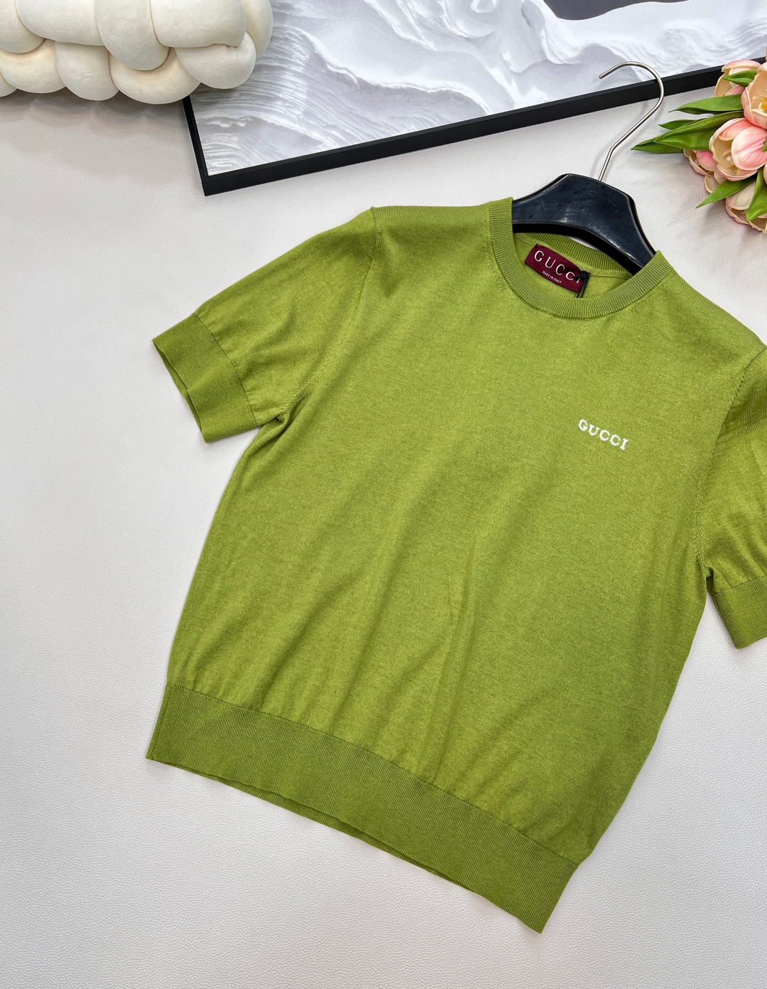 🆕Gucci2025新款徽标字母针织短袖，定制YB丝毛纱线织造 柔软亲肤 舒适有型 圆领针织短袖剪裁 美