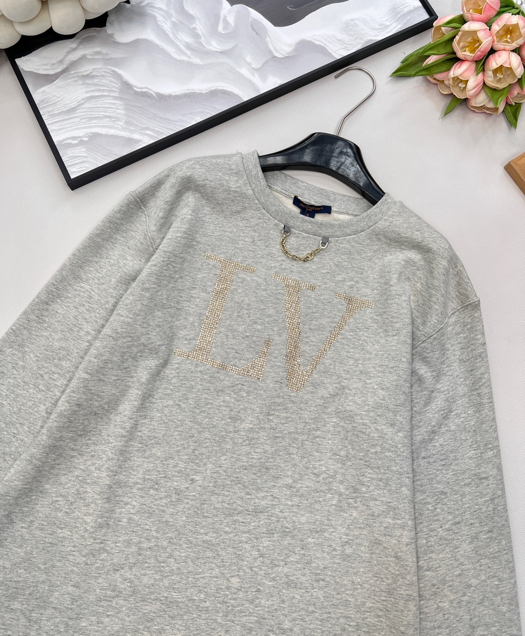 🆕Louis Vuitton25Fw早秋新款字母烫钻链条长款卫衣丨⚠独家高版出品！长款套头卫衣裁剪 可上