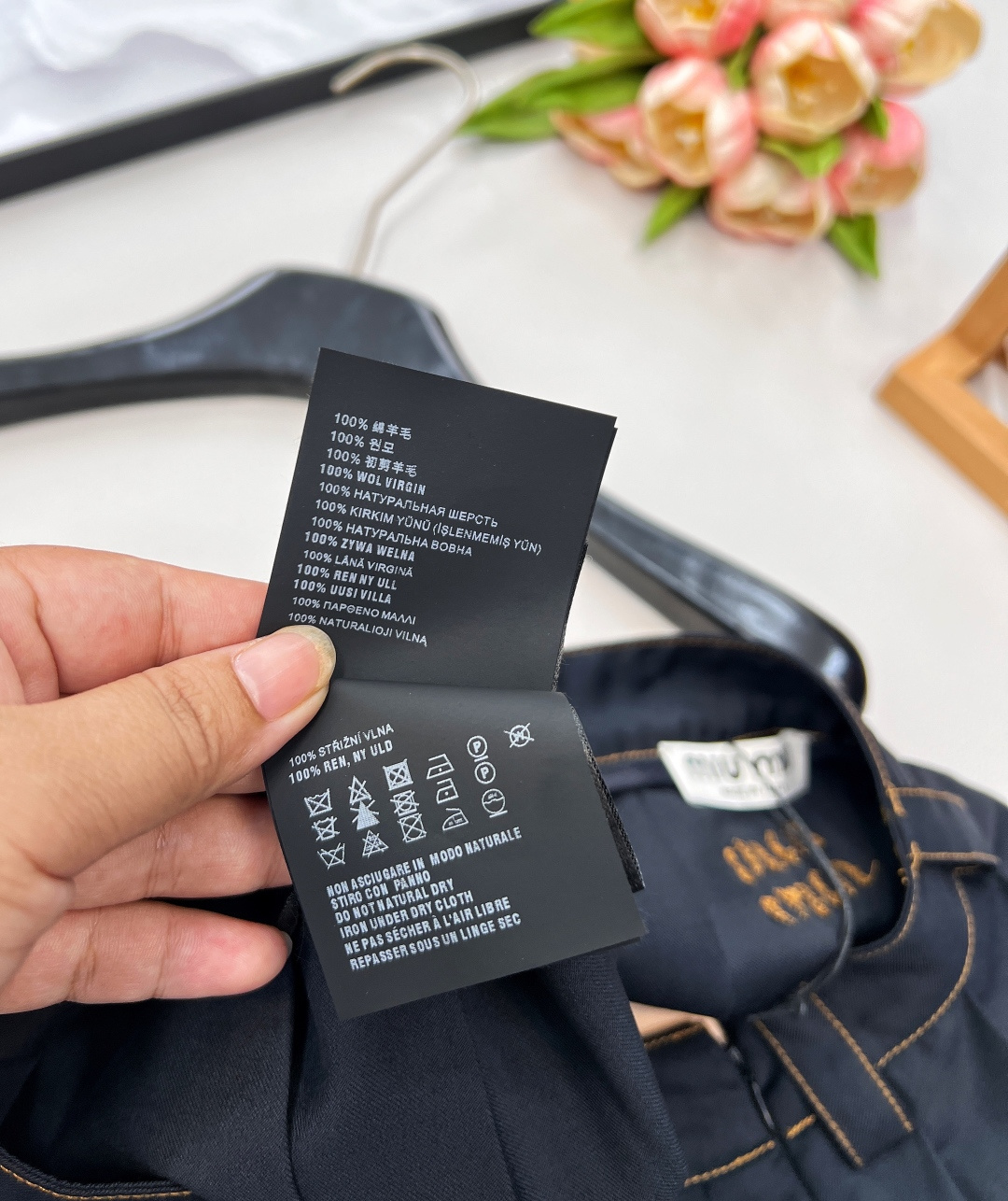 🆕Miumiu25Ss春夏新款汔军蓝学院风少女压褶短半裙丨⚠独家yb开发！高版出品！进口斜纹精纺面料质感