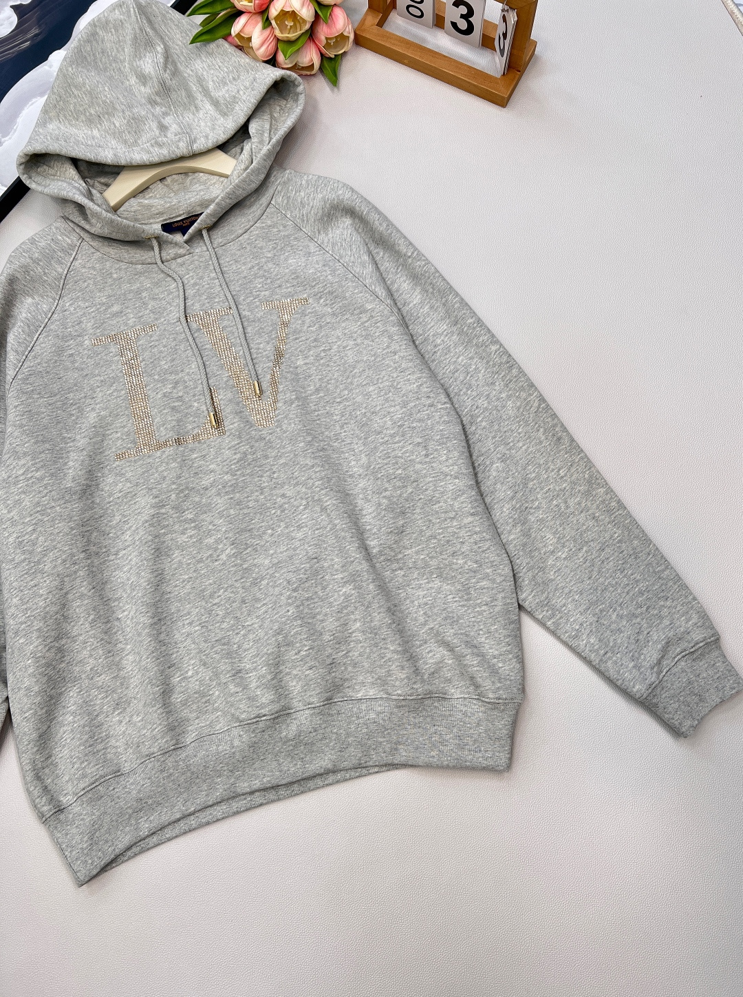 🆕Louis Vuitton25Fw早秋新款字母烫金连帽卫衣丨⚠独家yb开发！高版出品！ 连帽长袖套头卫