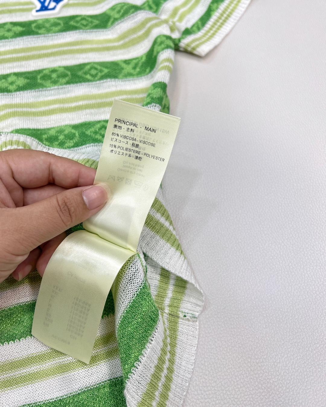 🆕Louis Vuitton新款撞色条纹微透提花针织短袖定制纱线织造 质感冰爽透气 针织短袖上衣剪裁 通