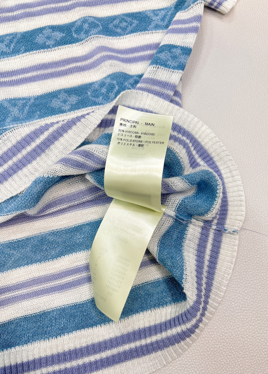 🆕Louis Vuitton新款撞色条纹微透提花针织短袖定制纱线织造 质感冰爽透气 针织短袖上衣剪裁 通