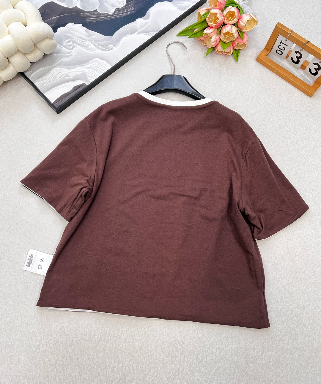 🆕Miumiu2025新款字母贴片徽标圆领宽松两面穿短袖T恤，定制YB原生全棉材质 透气舒适 质感十足 