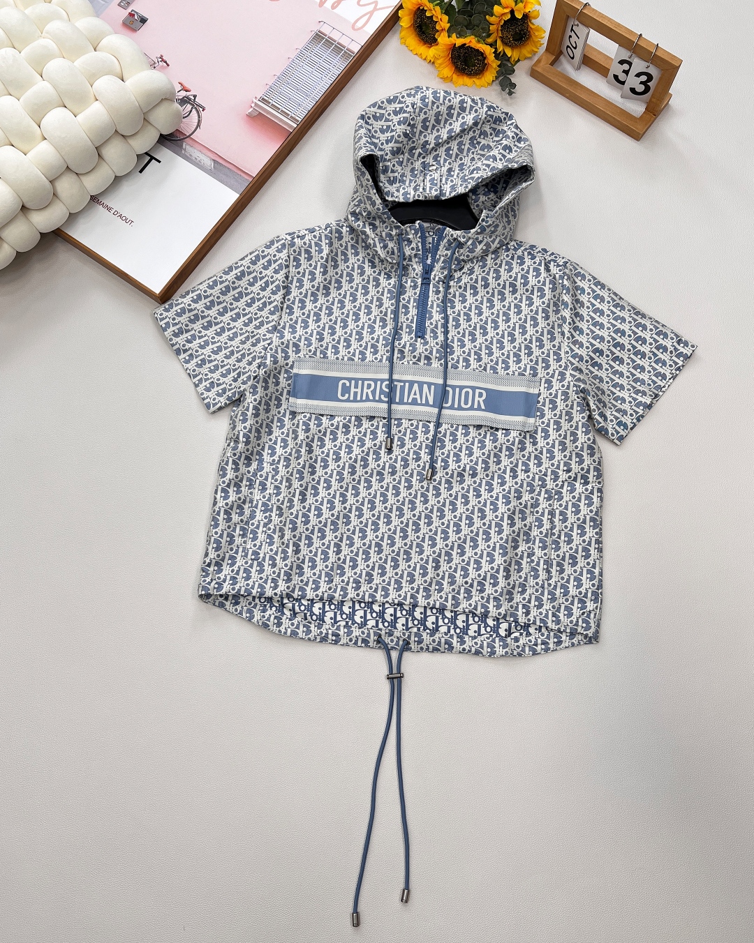 Dior 2025 Jacquard Hooded Windbreaker - Stylish Letter Logo Design