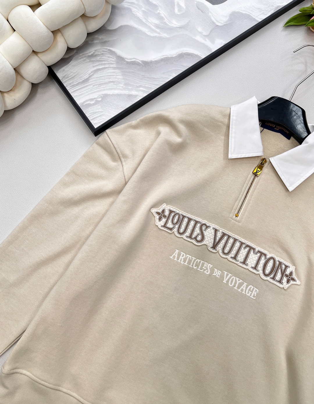 🆕LouisVuitton25Fw早秋新款字母绣花拉链翻领卫衣丨⚠独家yb开发！高版出品！面料采用毛圈棉