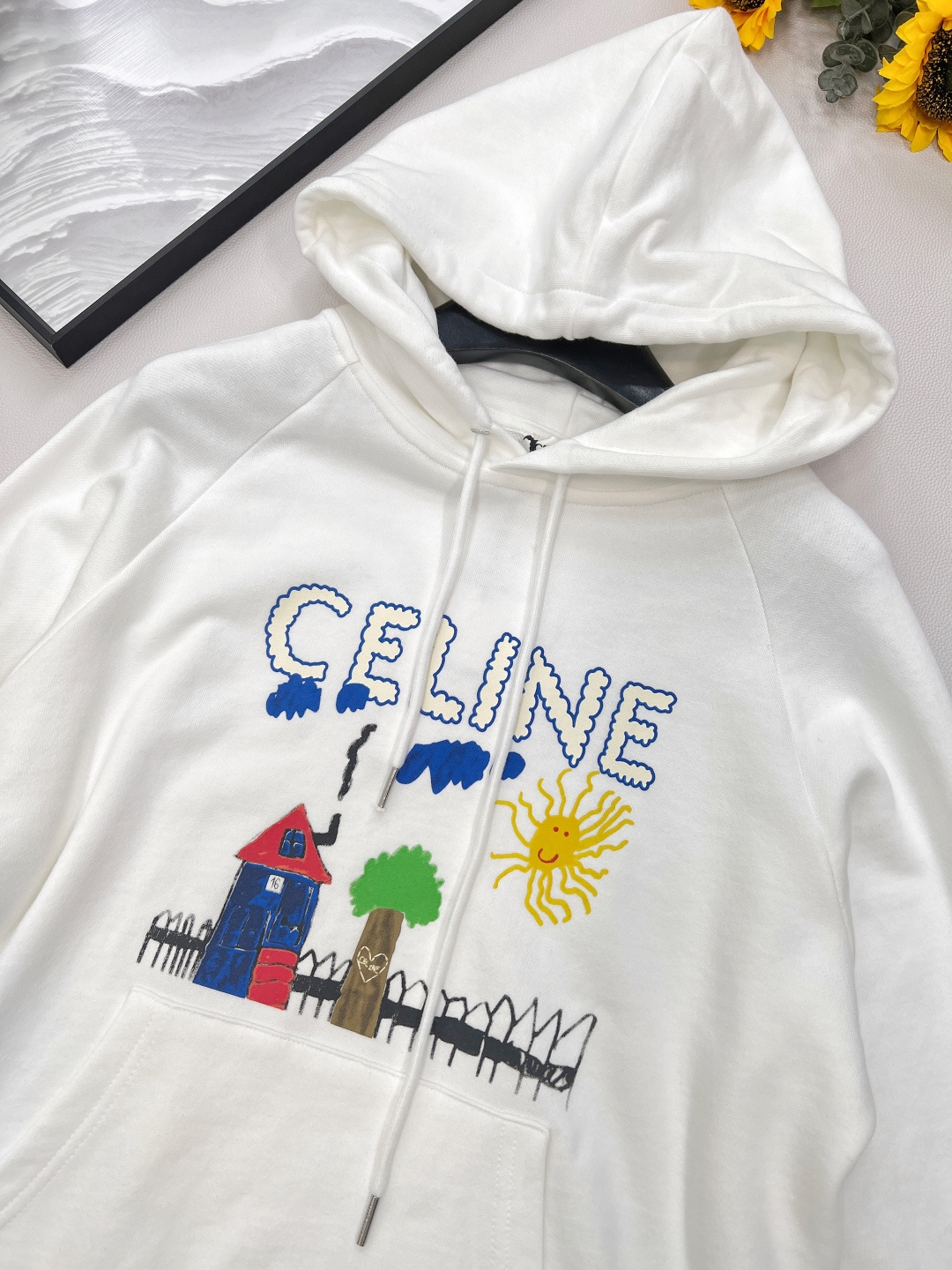 🆕Celine2025新款印花连帽童趣卫衣，定制YB原生全棉材质 穿搭透气 舒适有型 抽绳连帽卫衣剪裁 