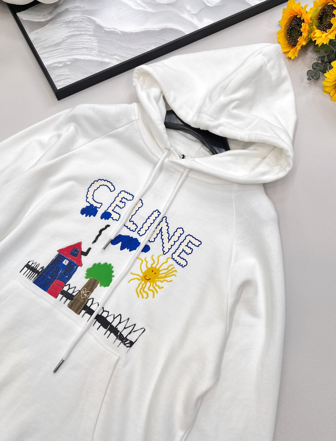 🆕Celine2025新款印花连帽童趣卫衣，定制YB原生全棉材质 穿搭透气 舒适有型 抽绳连帽卫衣剪裁 