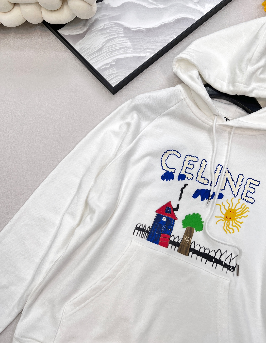 🆕Celine2025新款印花连帽童趣卫衣，定制YB原生全棉材质 穿搭透气 舒适有型 抽绳连帽卫衣剪裁 