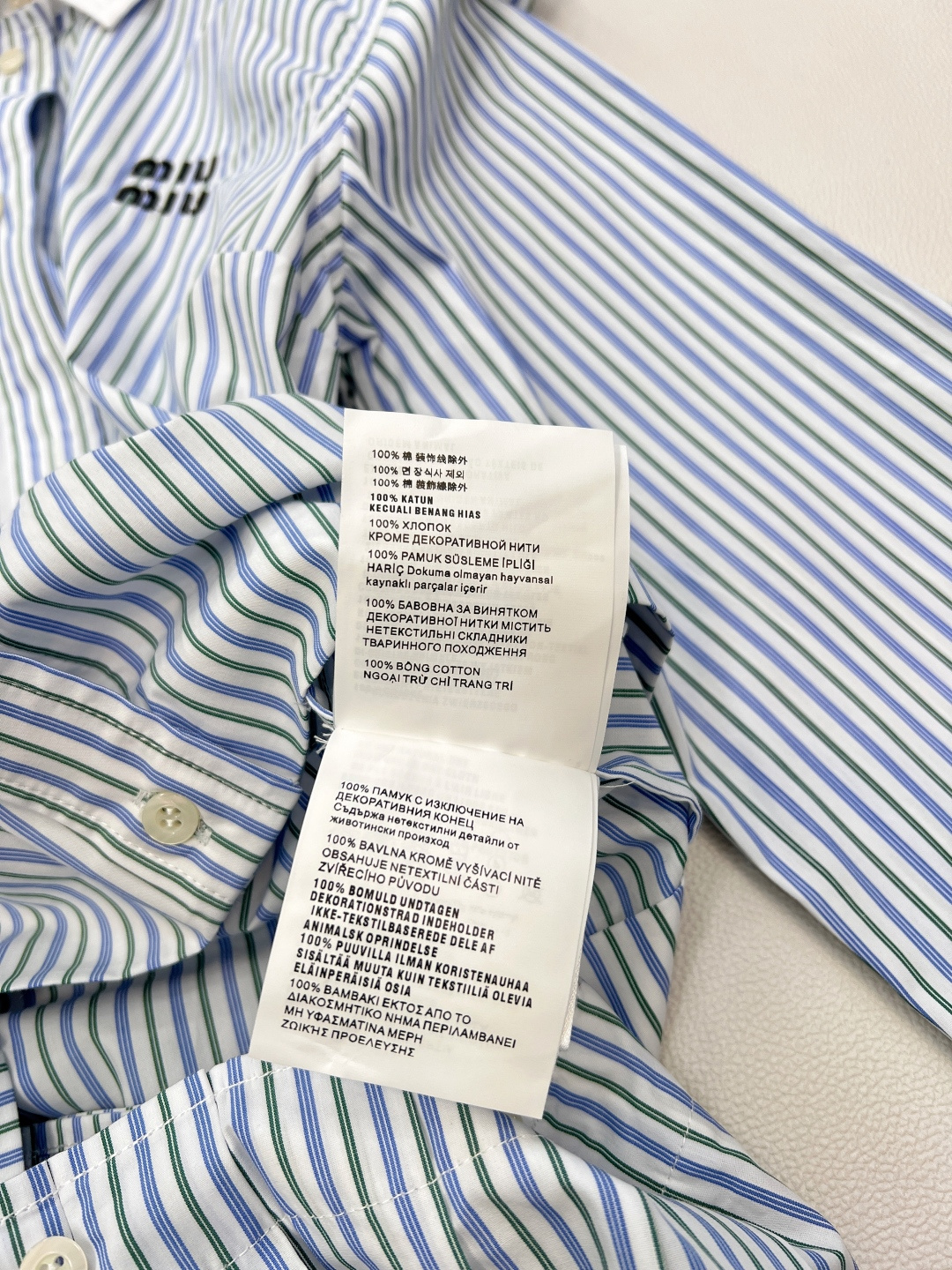 🆕Miumiu25SS早秋新款褶皱条纹府绸衬衫式连衣裙丨⚠独家yb开发！高版出品！这款府绸迷你裙的女性线