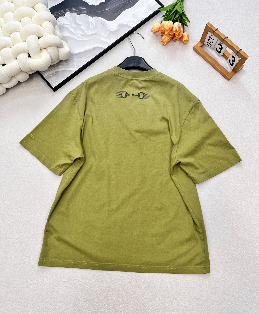 🆕GucciSS新款重工炒色印花圆领短袖T恤，定制YB原生全棉材质 透气舒适 质感十足 宽松短袖T恤裁剪