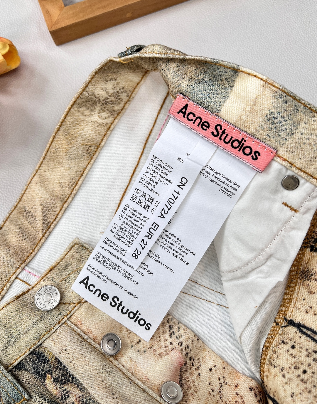 🆕早秋新款Acne Studio*3D打印蕾丝珍珠链条⛓牛仔长裤 ，AC年度裤王上身，1981M的版型上