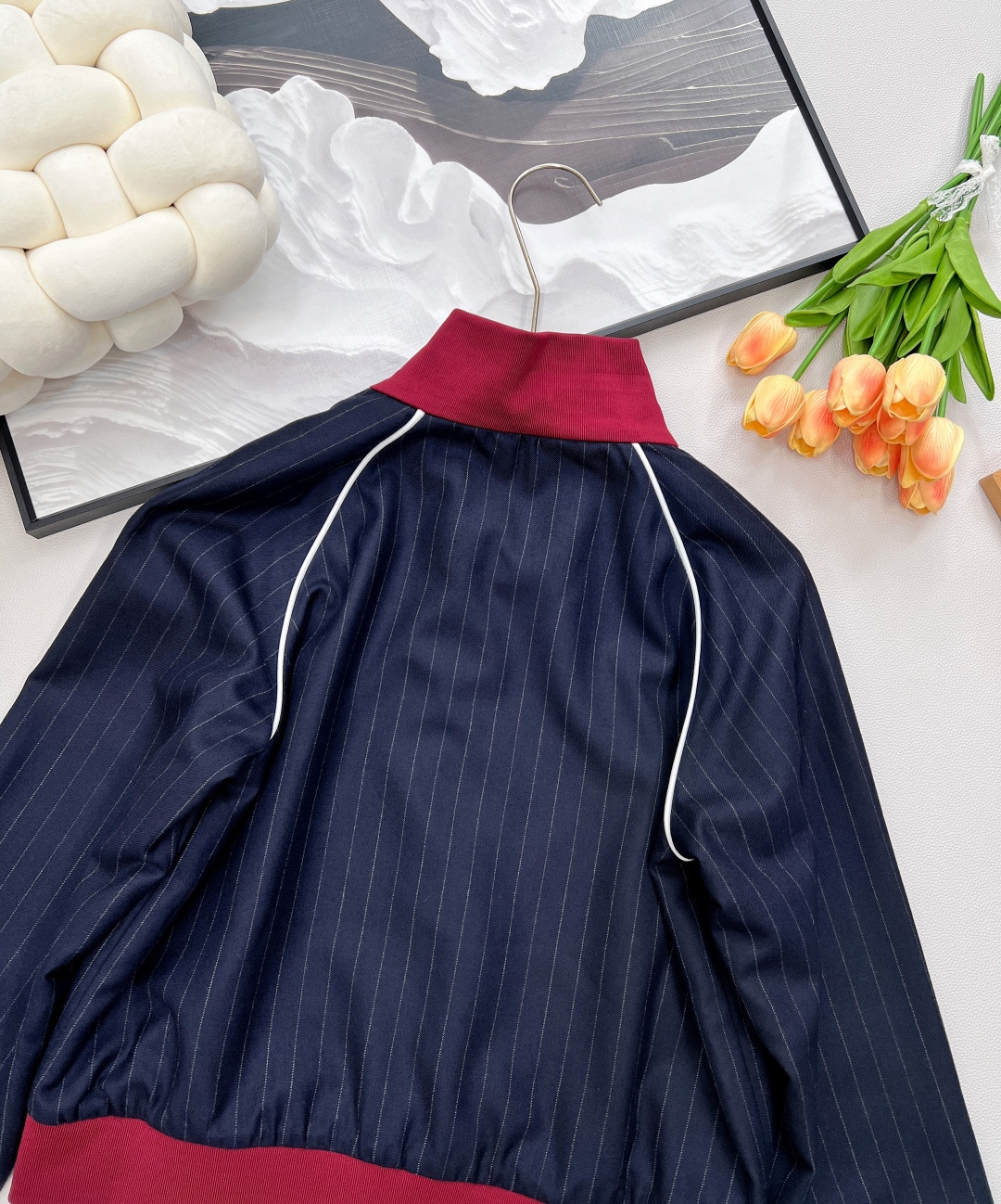 🆕Miumiu2025新款撞色棒球外套，定制YB精仿羊毛人棉材质 质感光泽 垂感十足 拉链棒球外套，外套