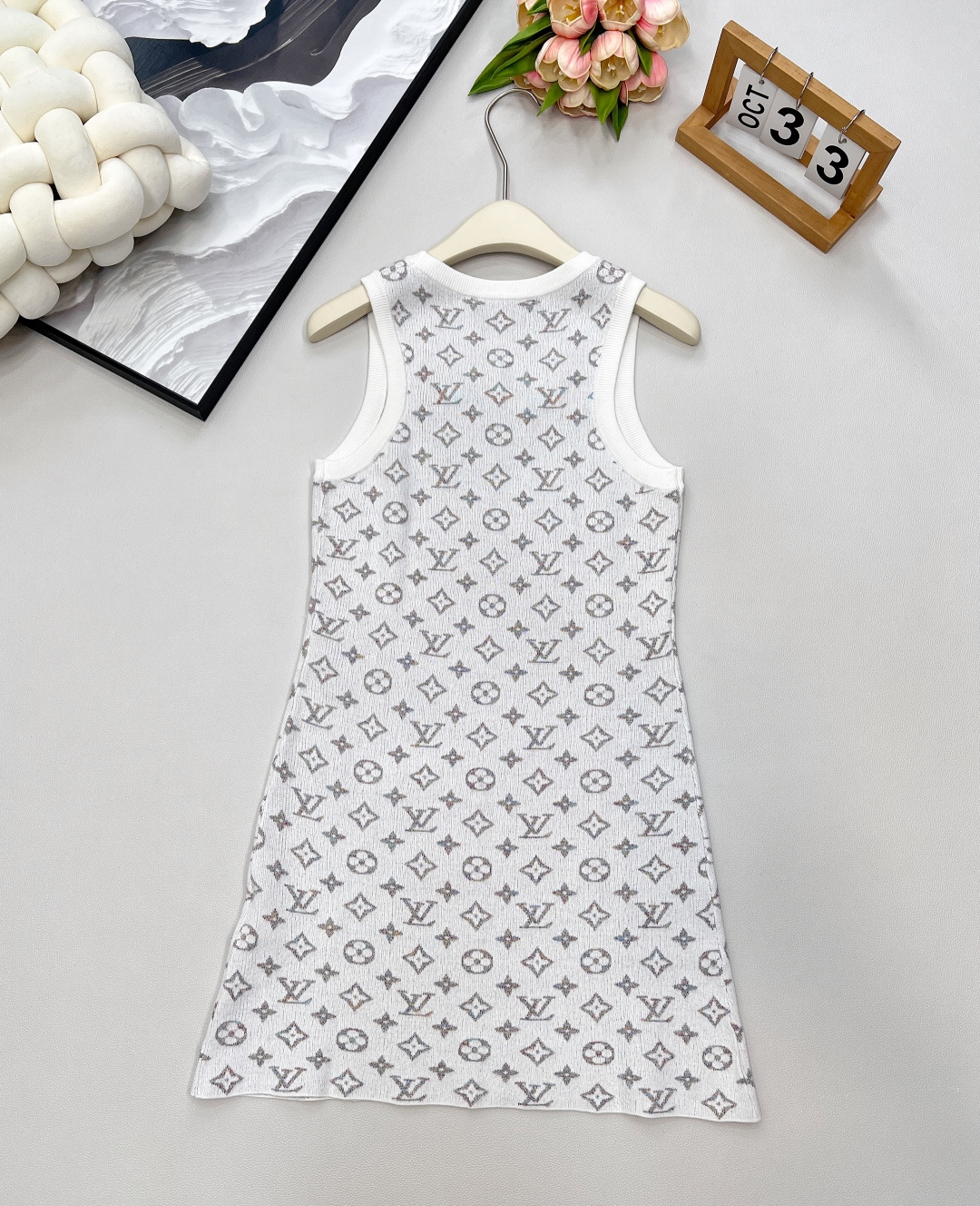 🆕Louis Vuitton新款彩色提花链条针织背心裙，定制YB进口纱线织造 质感上乘 穿搭舒适 圆领针