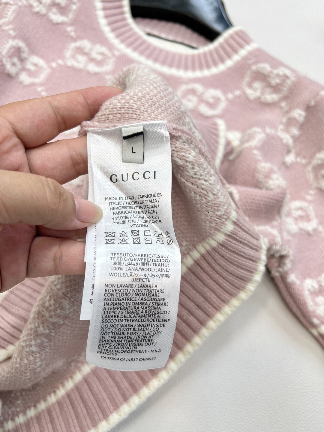 🆕Gucci 经典老花提花针织羊毛圆领针织短袖，经典百搭老花图案，德国进口纱嘴挂毛机器设备织片，所用毛料