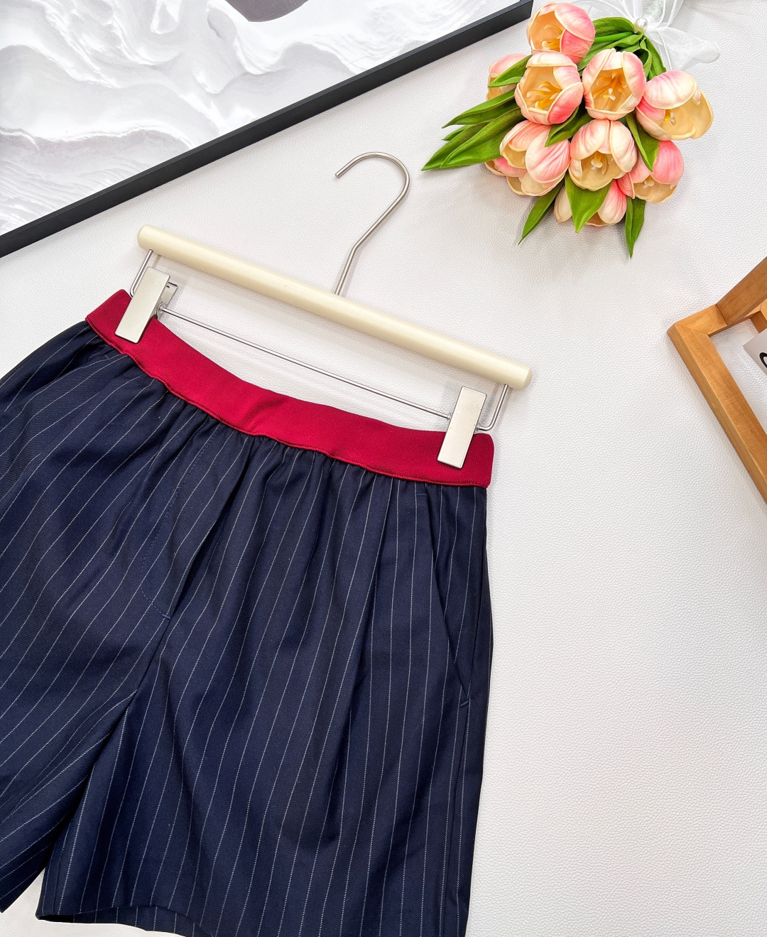 🆕Miumiu25Fw早秋新款知性分子学院风小短裤丨⚠独家yb开发！高版出品！撞色罗纹腰带拼接设计甜酷兼