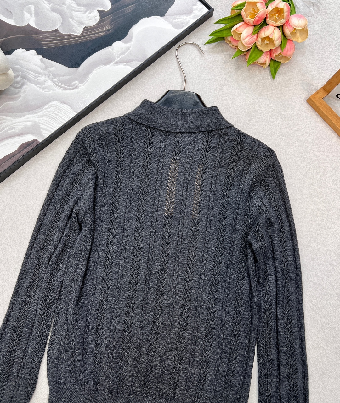 🆕Miumiu25Fw早秋新款麻花竖条纹翻领羊毛针织POLO衫丨⚠独家yb开发！高版出品！采用100%羊