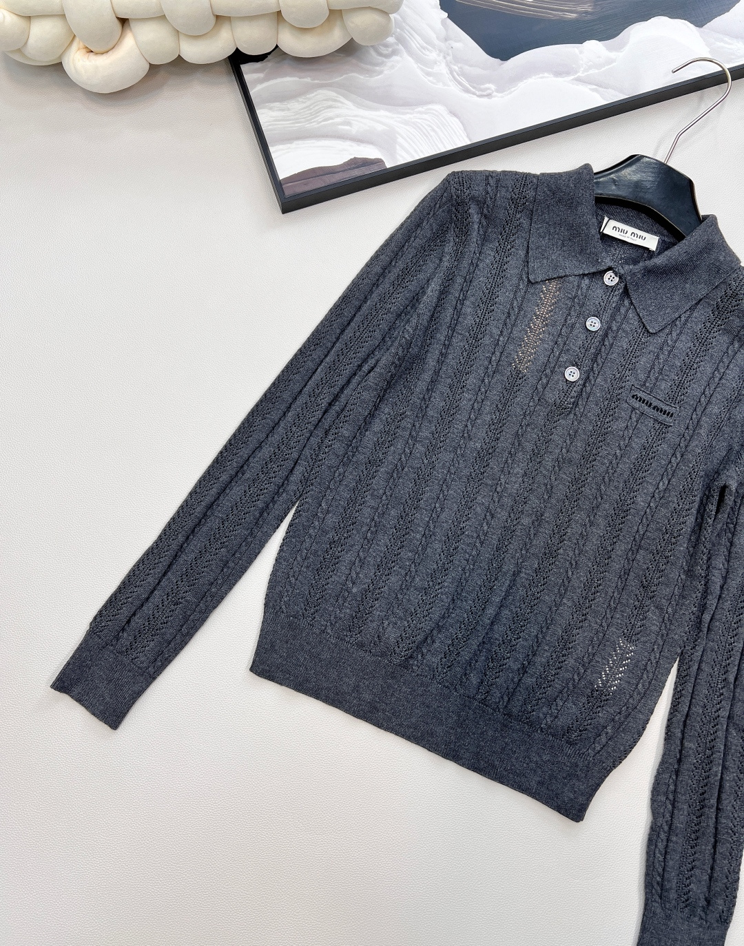 🆕Miumiu25Fw早秋新款麻花竖条纹翻领羊毛针织POLO衫丨⚠独家yb开发！高版出品！采用100%羊