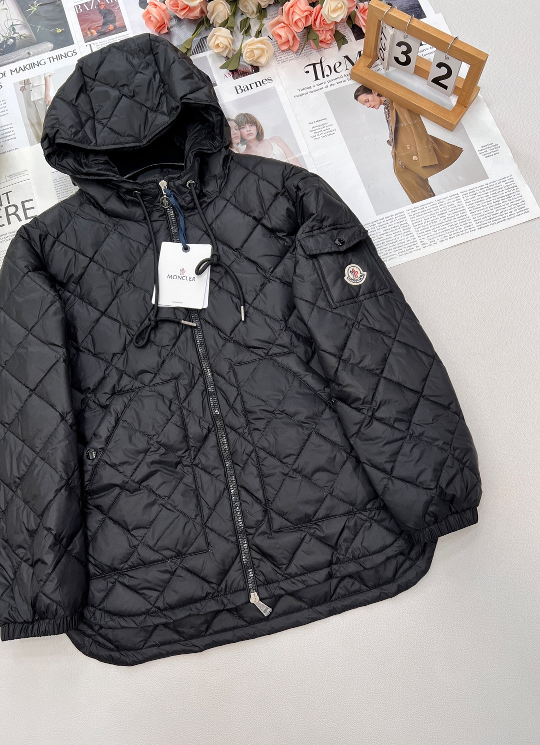 🆕Moncler2025新款菱格连帽抽绳中长款羽绒服，定制YB进口防风防水尼龙材质 其工艺还原 升级材质