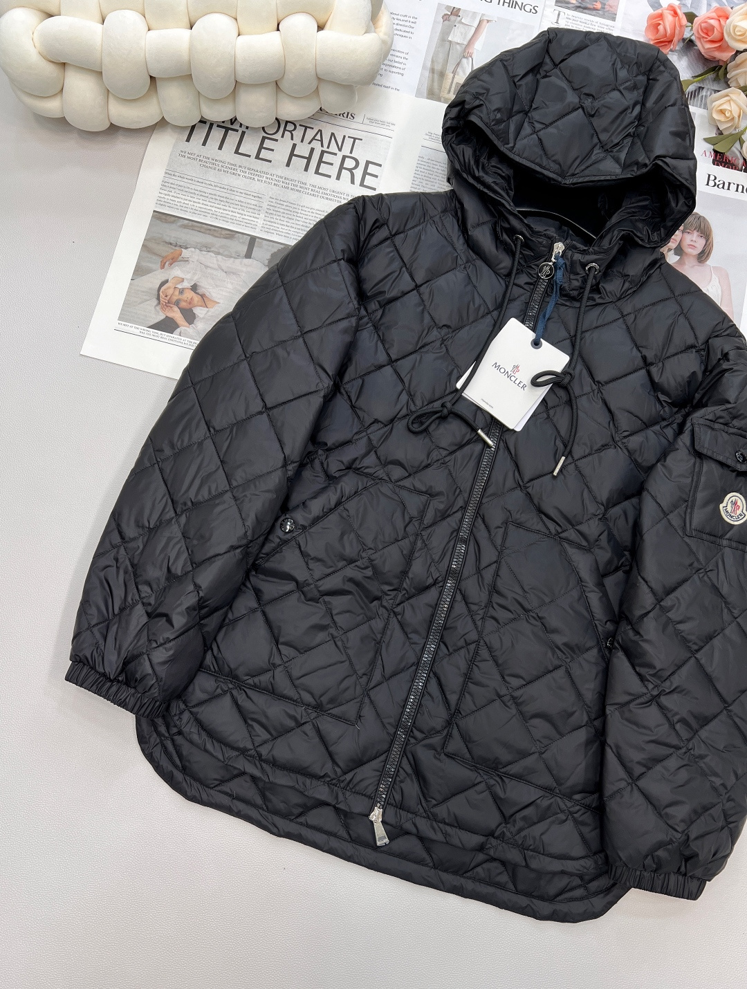 🆕Moncler2025新款菱格连帽抽绳中长款羽绒服，定制YB进口防风防水尼龙材质 其工艺还原 升级材质
