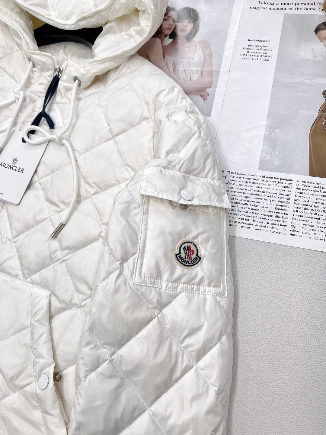 🆕Moncler2025新款菱格连帽抽绳中长款羽绒服，定制YB进口防风防水尼龙材质 其工艺还原 升级材质