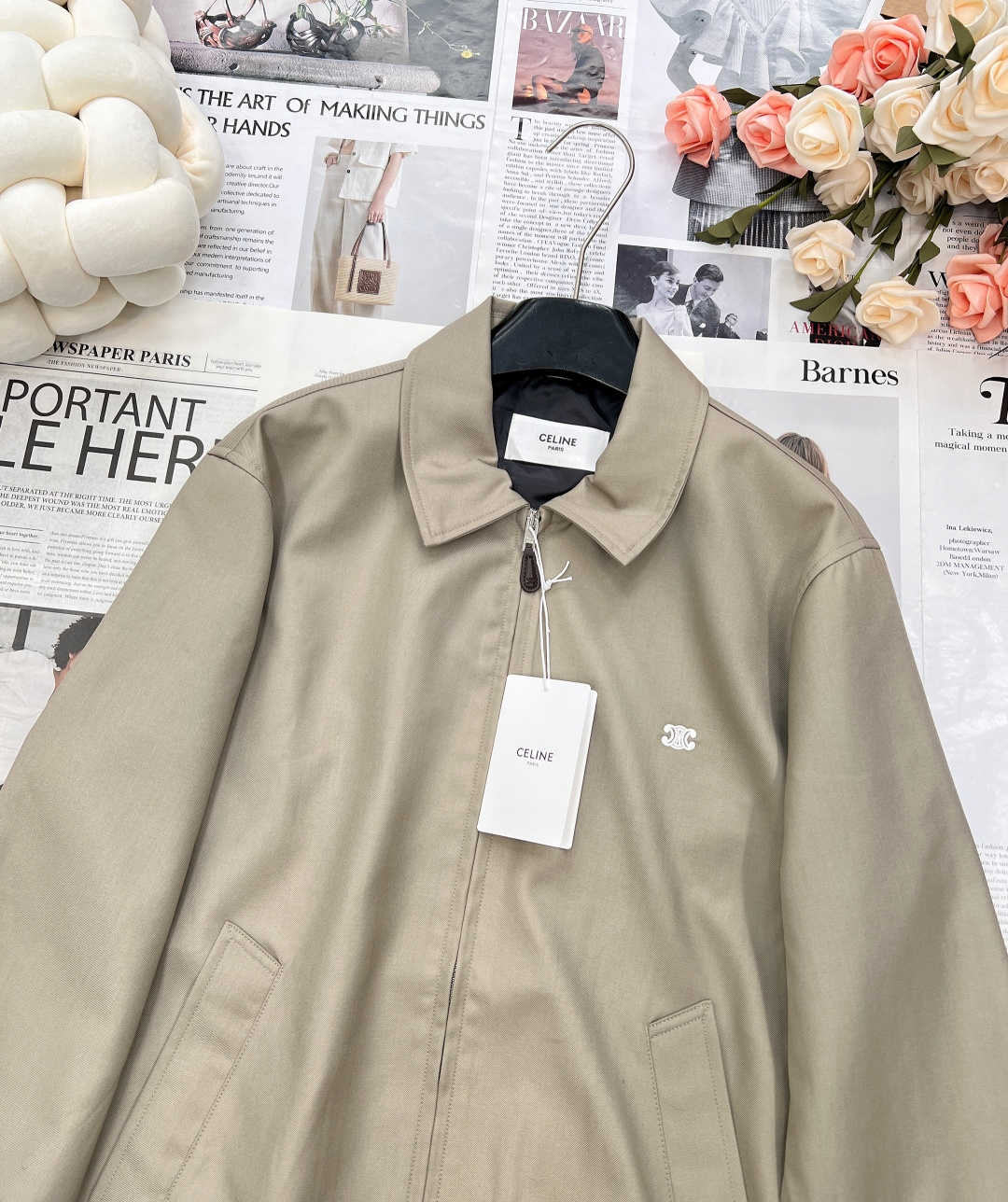 🆕Celine2025SS新款刺绣徽标衔棉夹克外套，定制YB进口丝棉材质 质感细腻 垂感十足 穿搭更为舒