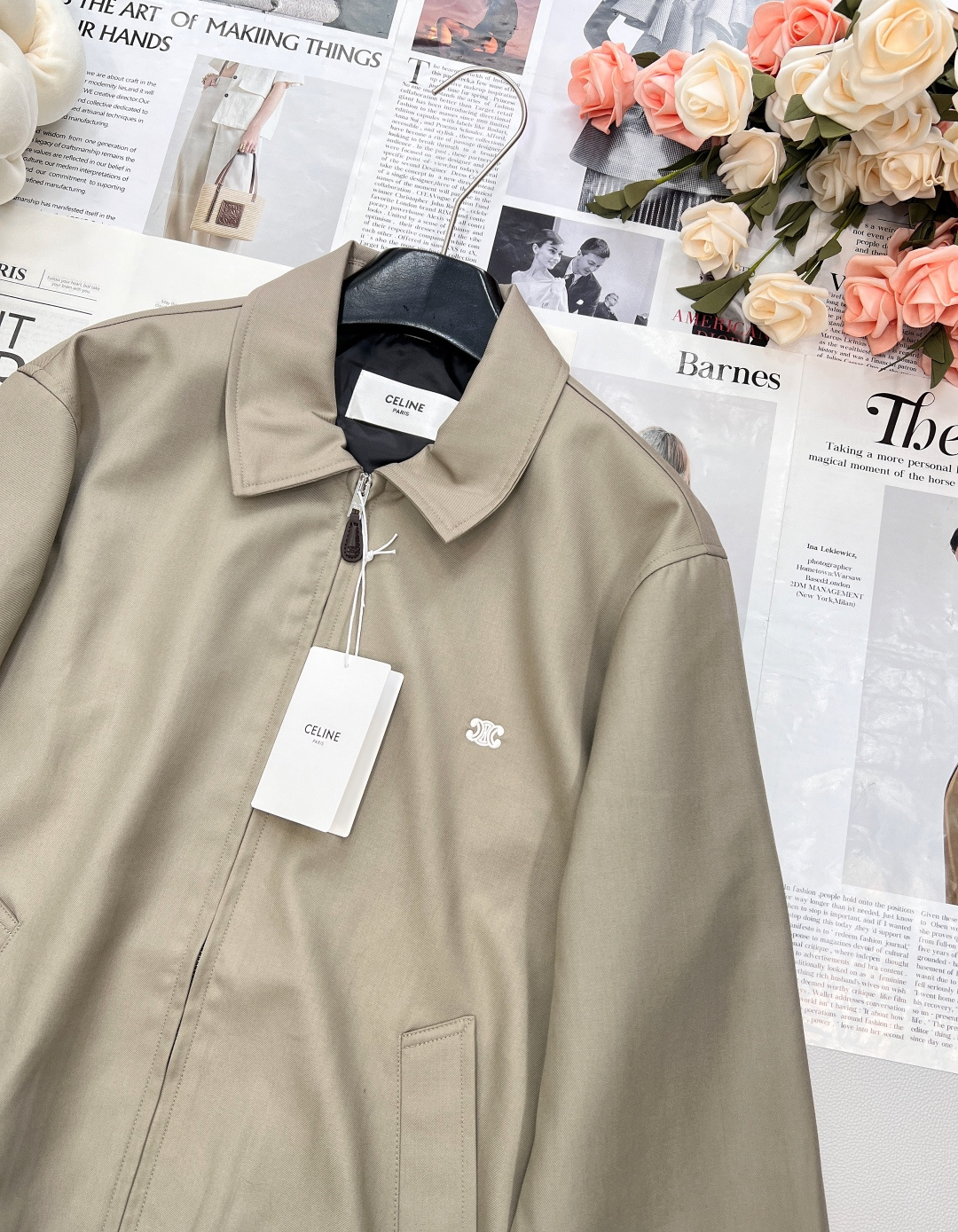 🆕Celine2025SS新款刺绣徽标衔棉夹克外套，定制YB进口丝棉材质 质感细腻 垂感十足 穿搭更为舒