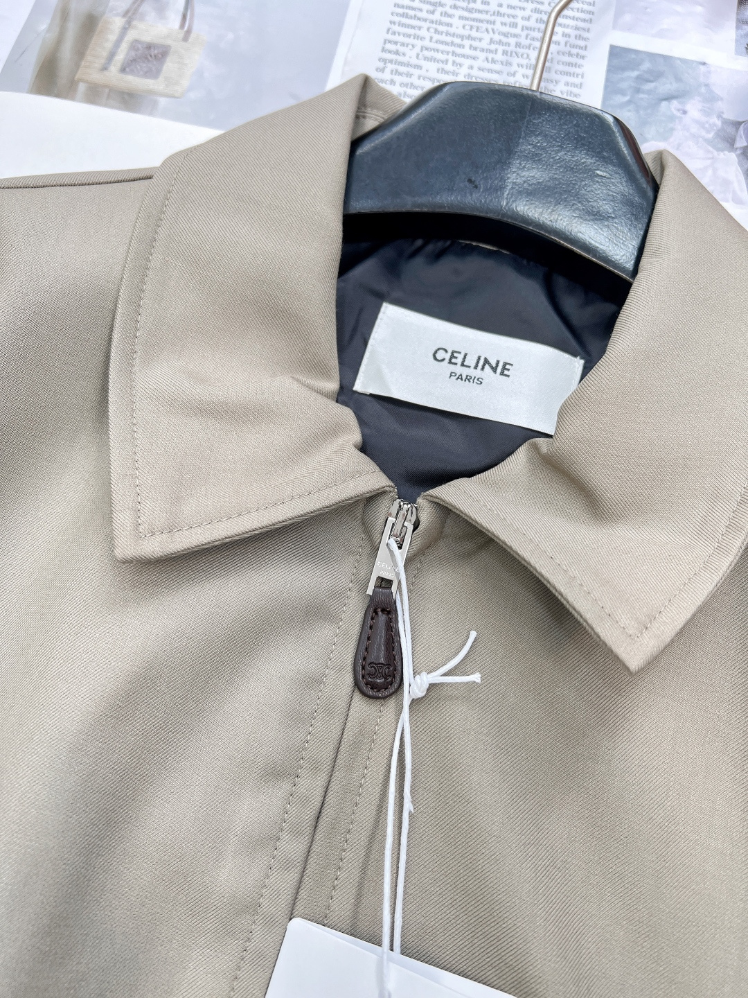 🆕Celine2025SS新款刺绣徽标衔棉夹克外套，定制YB进口丝棉材质 质感细腻 垂感十足 穿搭更为舒