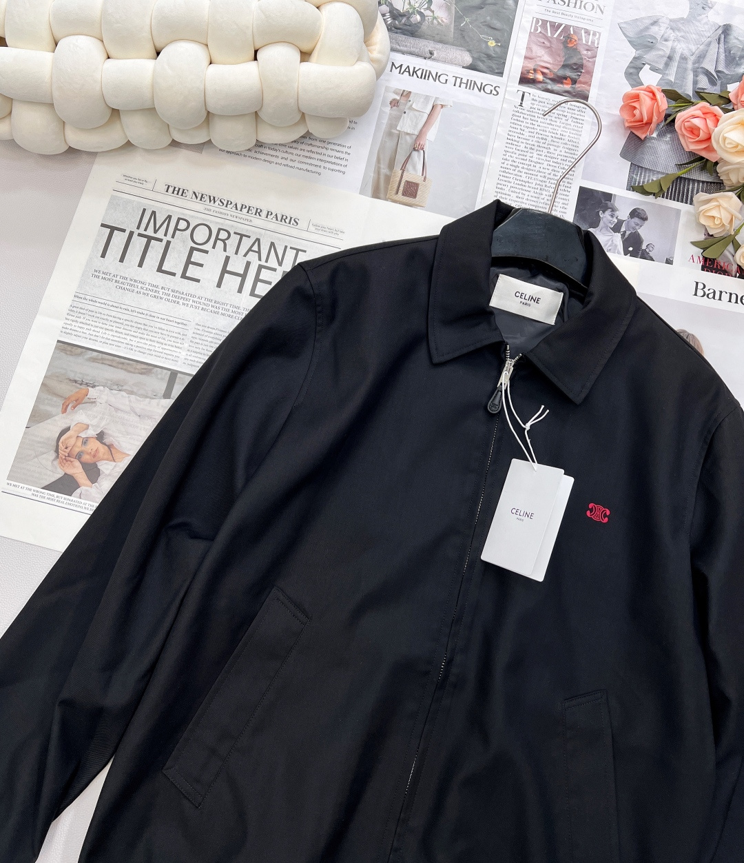 🆕Celine2025SS新款刺绣徽标衔棉夹克外套，定制YB进口丝棉材质 质感细腻 垂感十足 穿搭更为舒