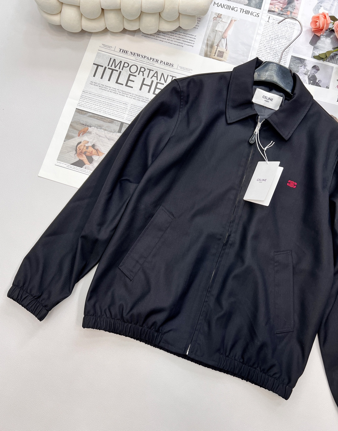 🆕Celine2025SS新款刺绣徽标衔棉夹克外套，定制YB进口丝棉材质 质感细腻 垂感十足 穿搭更为舒