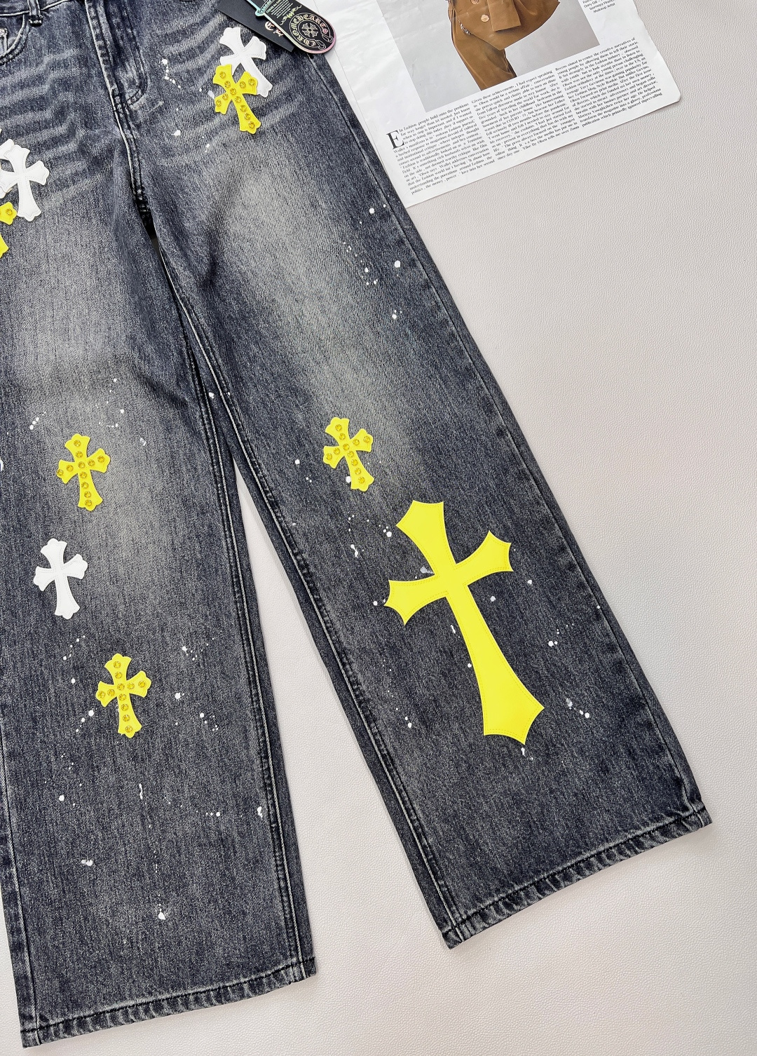 🆕25SS款秋冬新品Chrome Hearts克罗心重工新款十字架直筒牛仔裤👖，年度十字架✝️裤王，多重