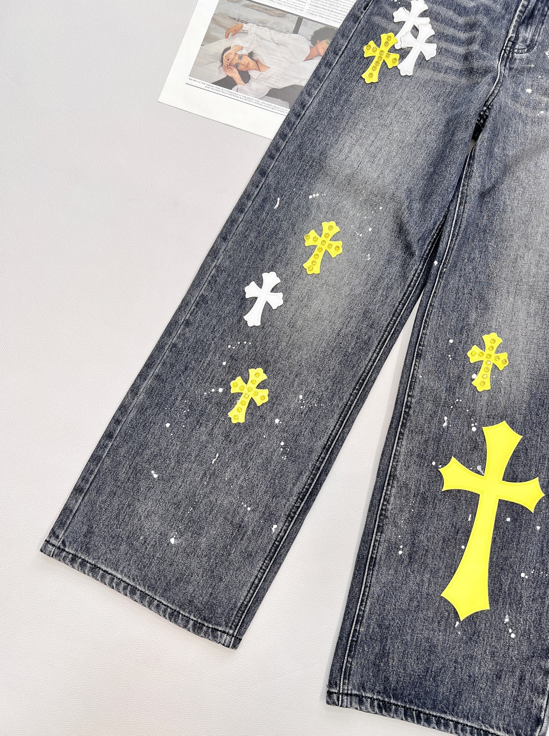 🆕25SS款秋冬新品Chrome Hearts克罗心重工新款十字架直筒牛仔裤👖，年度十字架✝️裤王，多重