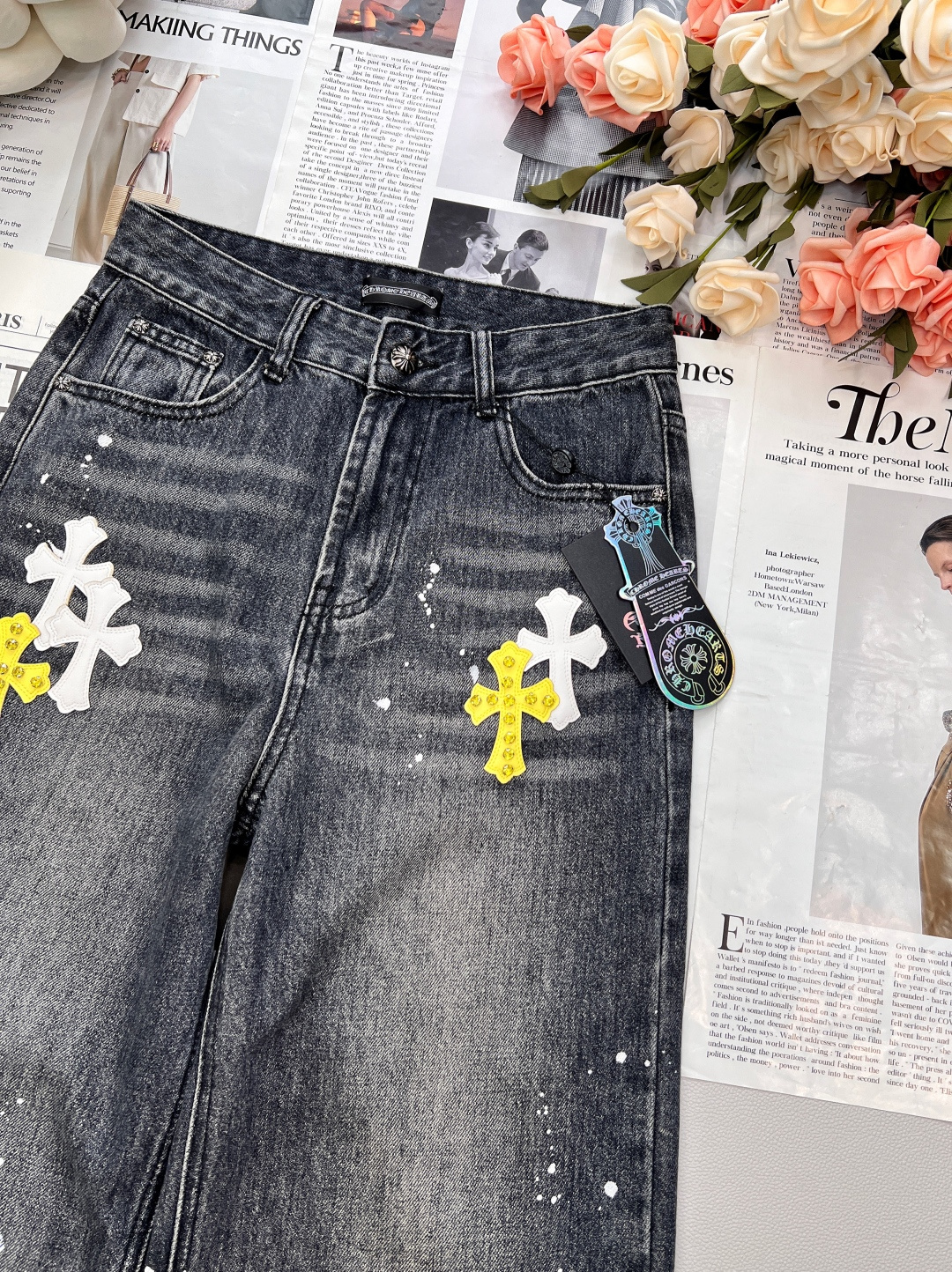 🆕25SS款秋冬新品Chrome Hearts克罗心重工新款十字架直筒牛仔裤👖，年度十字架✝️裤王，多重