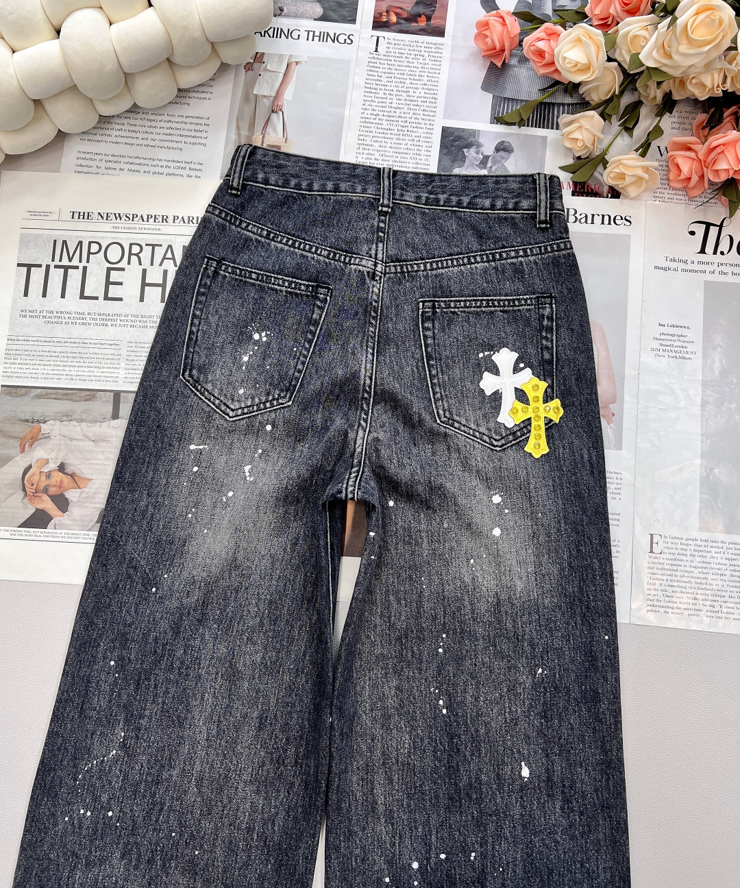 🆕25SS款秋冬新品Chrome Hearts克罗心重工新款十字架直筒牛仔裤👖，年度十字架✝️裤王，多重