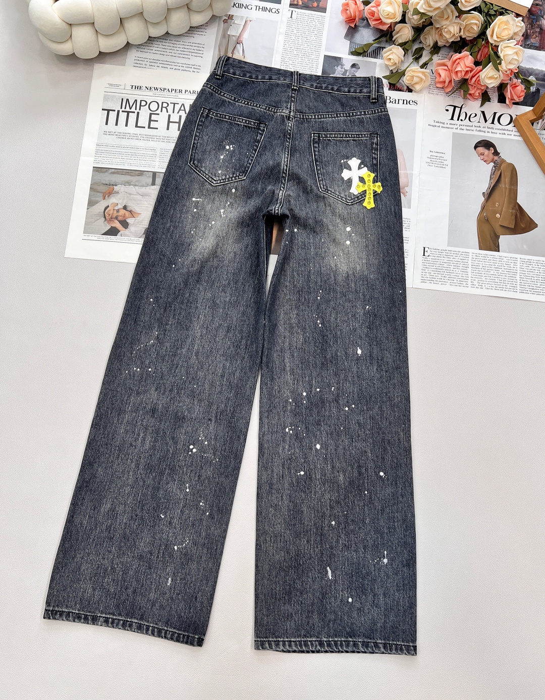 🆕25SS款秋冬新品Chrome Hearts克罗心重工新款十字架直筒牛仔裤👖，年度十字架✝️裤王，多重