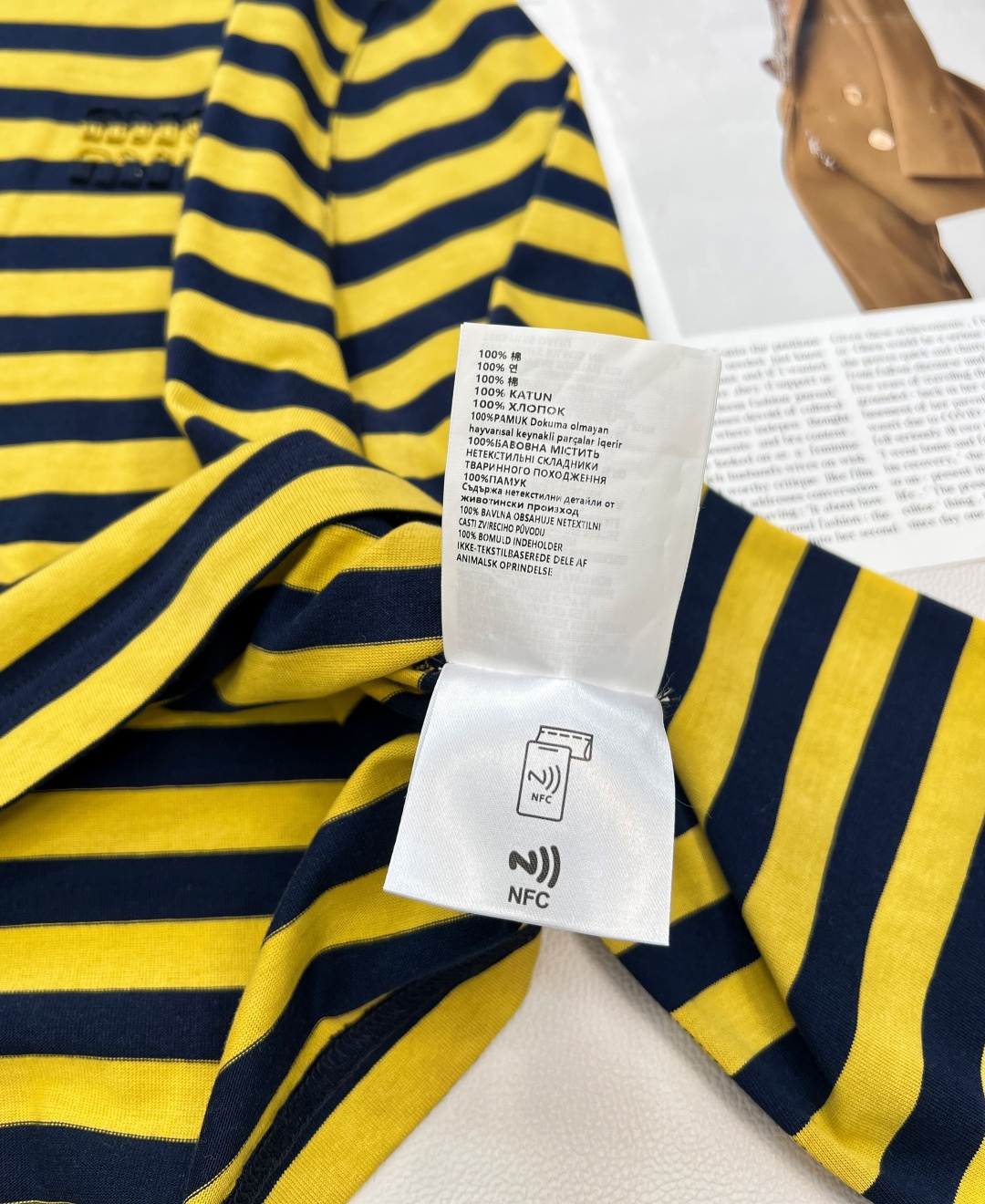 🆕Miumiu25Fw早秋新款间色🐝条纹短款翻领宽松版长袖T恤丨⚠独家yb开发！高版出品！对版100%棉