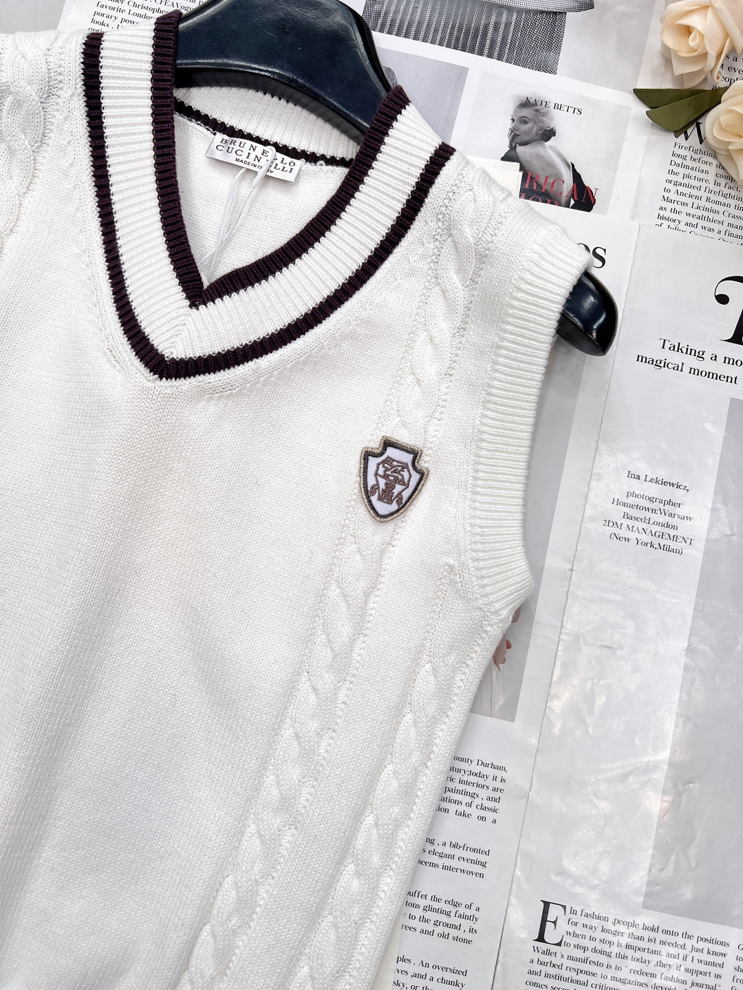 🆕Brunellocucinelli25SS秋冬最新款V领撞色徽标针织马甲背心丨⚠独家yb开发！高版出品