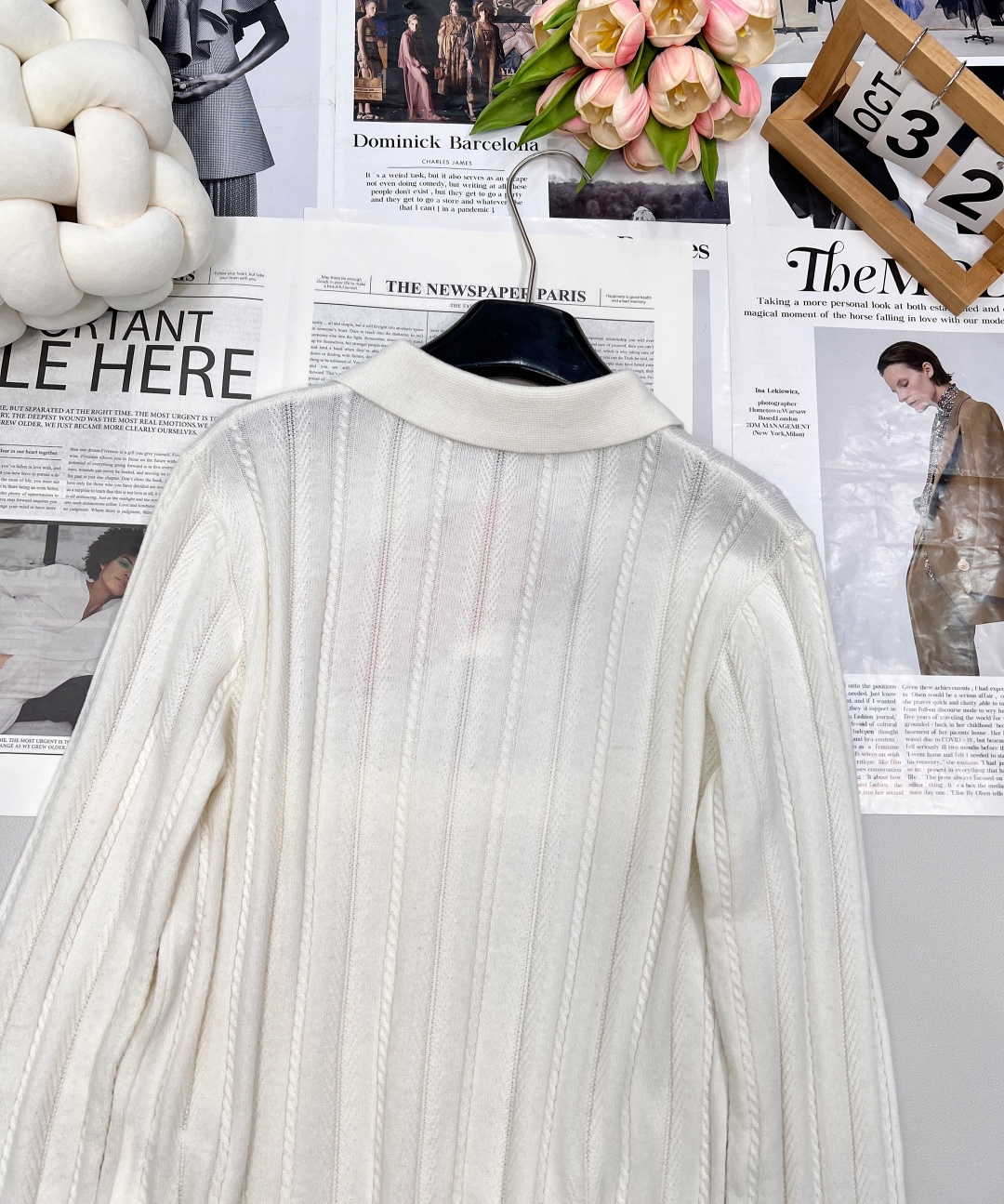 🆕Miumiu2025新款字母贴片麻花翻领针织上衣，定制YB羊绒针织材质 质感高级 舒适柔软 翻领正肩长