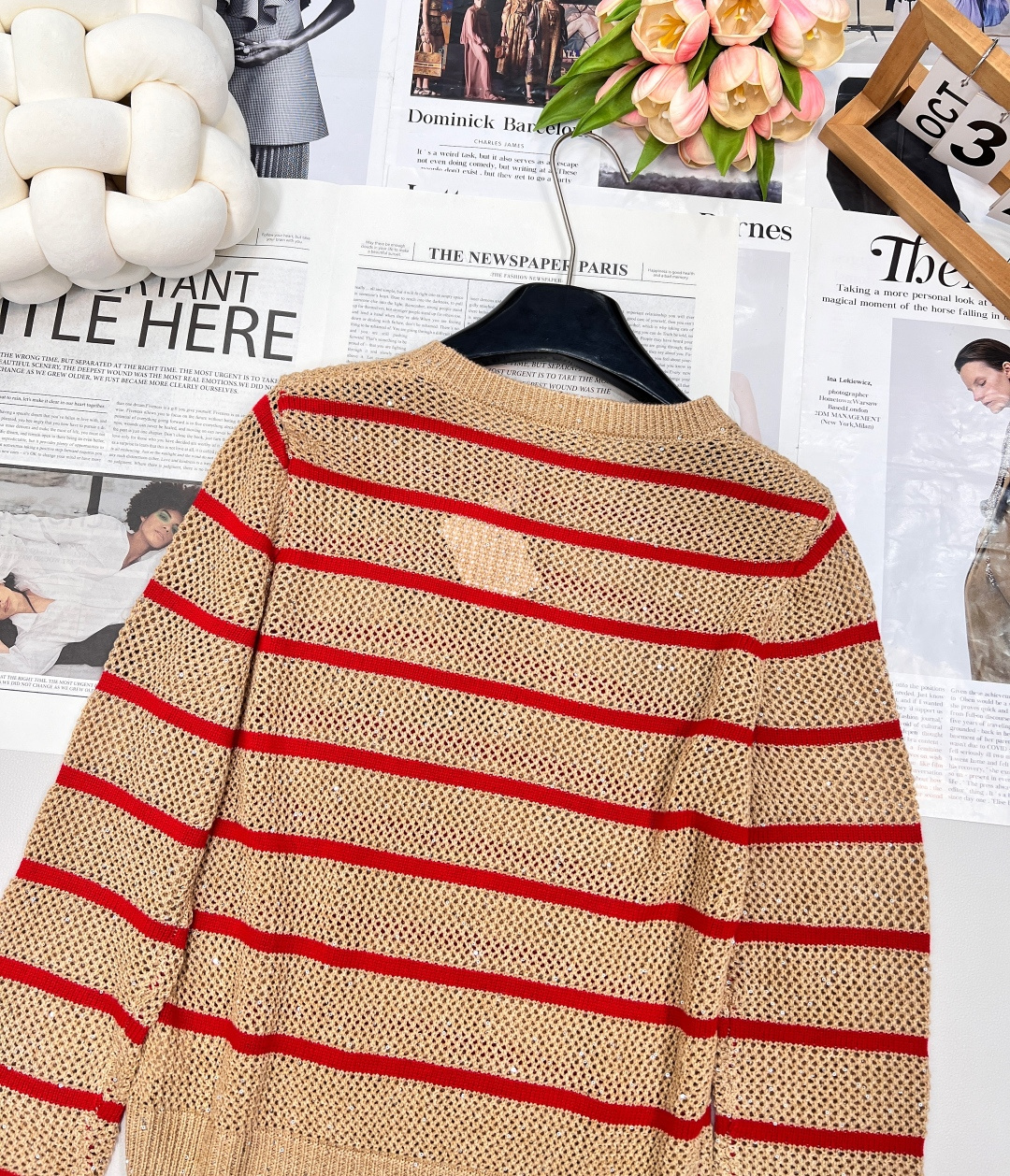 🆕Brunelo Cucinelli SS新款圆领珠片镂空针织上衣，定制YB羊毛针织材质 质感舒适 品相