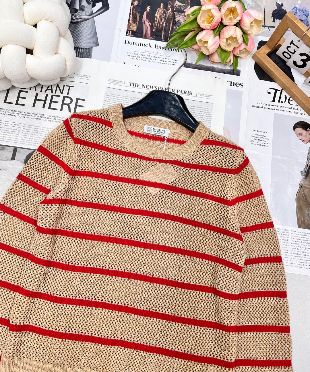 🆕Brunelo Cucinelli SS新款圆领珠片镂空针织上衣，定制YB羊毛针织材质 质感舒适 品相