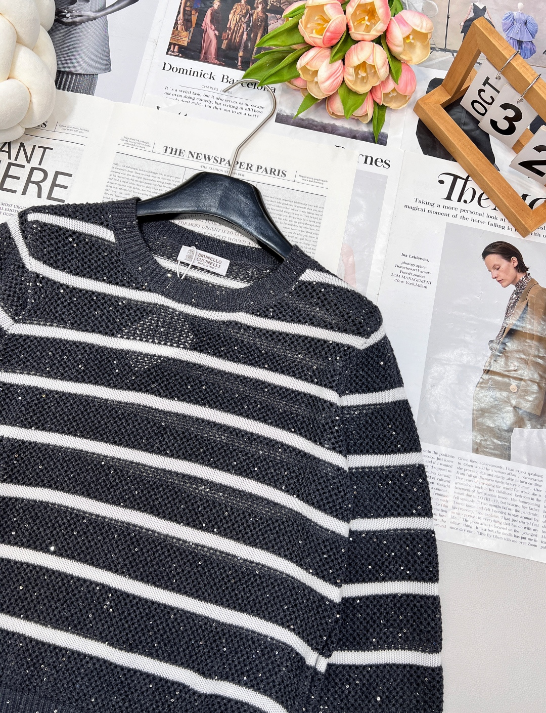 🆕Brunelo Cucinelli SS新款圆领珠片镂空针织上衣，定制YB羊毛针织材质 质感舒适 品相