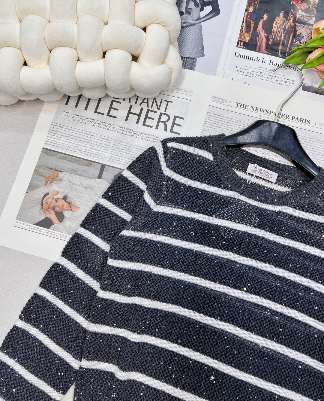 🆕Brunelo Cucinelli SS新款圆领珠片镂空针织上衣，定制YB羊毛针织材质 质感舒适 品相