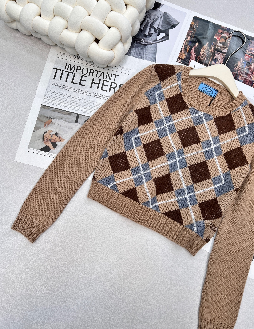 🆕Prada25Fw早秋新款拼色菱格挂毛logo针织衫丨⚠独家yb开发！高版出品！认准我家定染色系！10