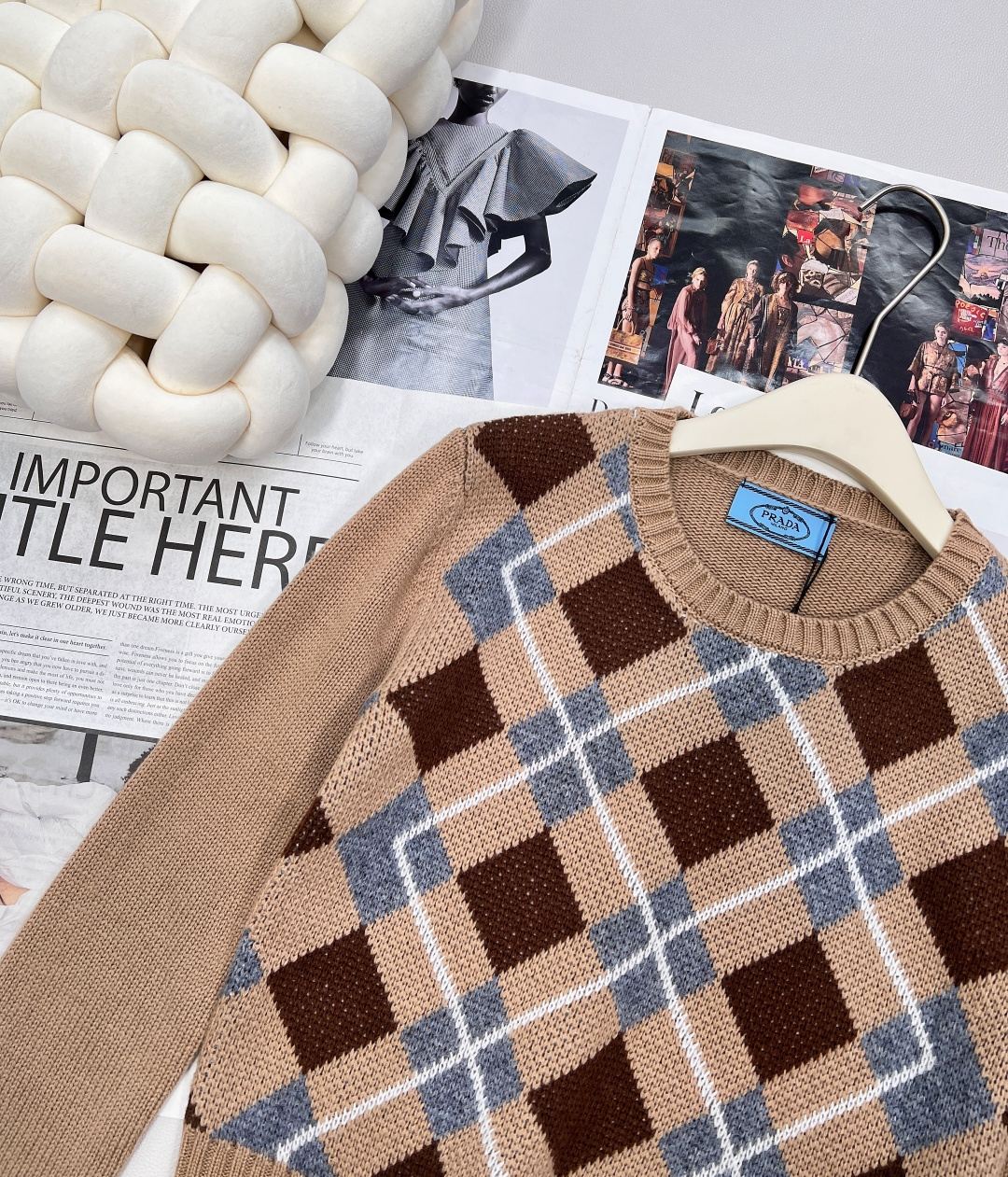 🆕Prada25Fw早秋新款拼色菱格挂毛logo针织衫丨⚠独家yb开发！高版出品！认准我家定染色系！10