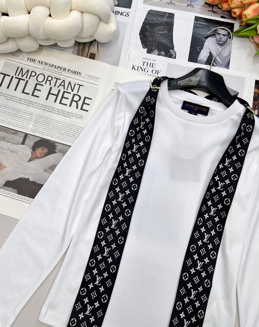 🆕Louis Vuitton新款丝巾长袖上衣，定制YB斜纹全棉材质 质感舒适细腻 透气十足 圆领长袖上衣