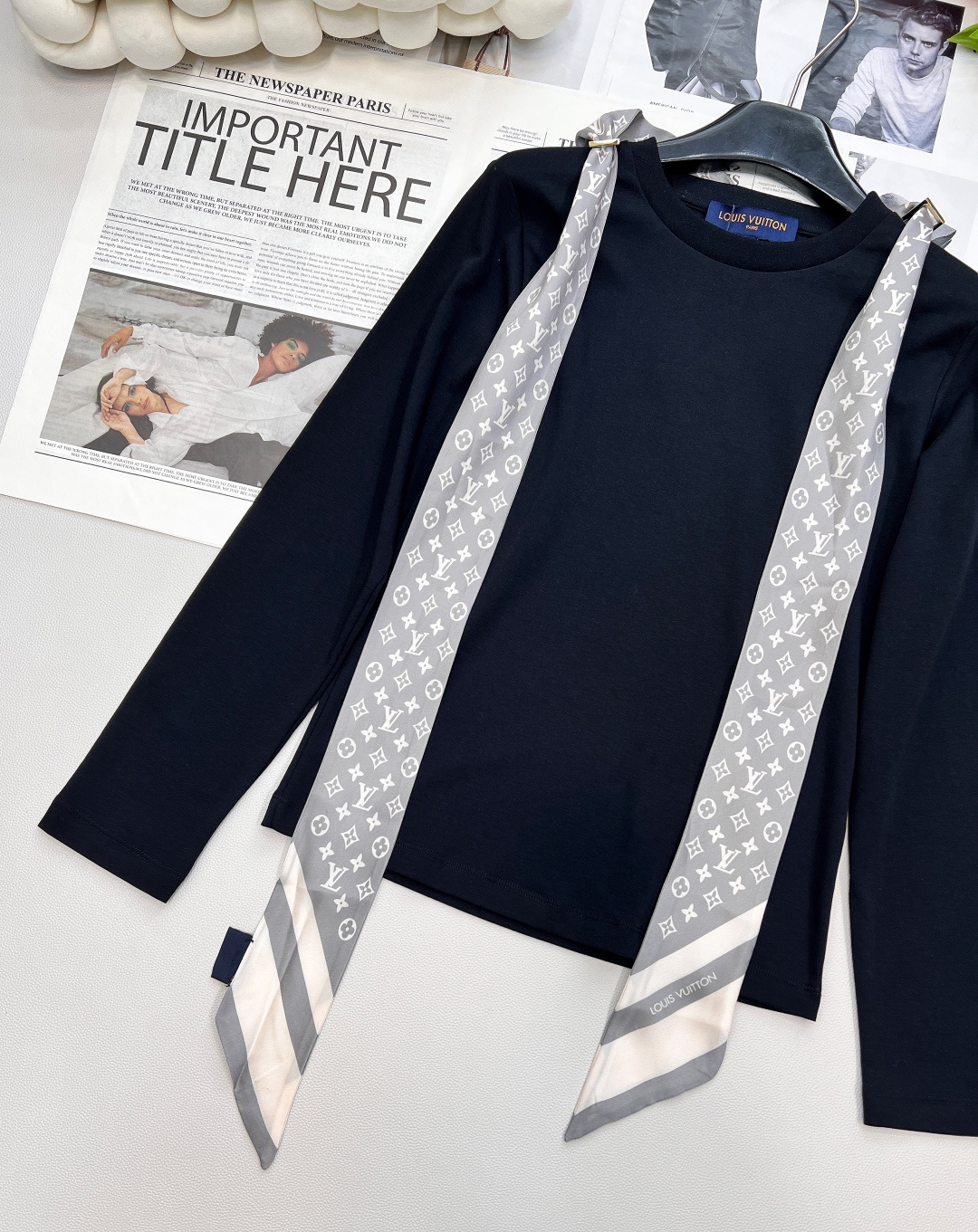 🆕Louis Vuitton新款丝巾长袖上衣，定制YB斜纹全棉材质 质感舒适细腻 透气十足 圆领长袖上衣