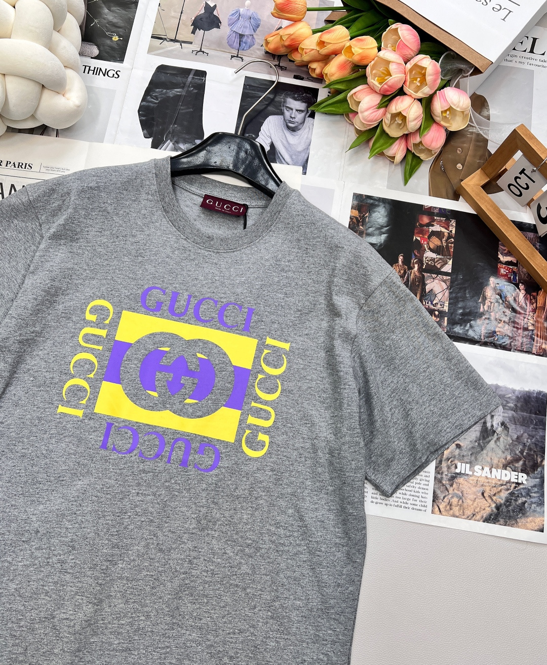 🆕Gucci25FW早秋新款方块字母印花圆领短袖T恤丨⚠独家高版出品！常规短袖T恤裁剪 凸显品牌格调 采