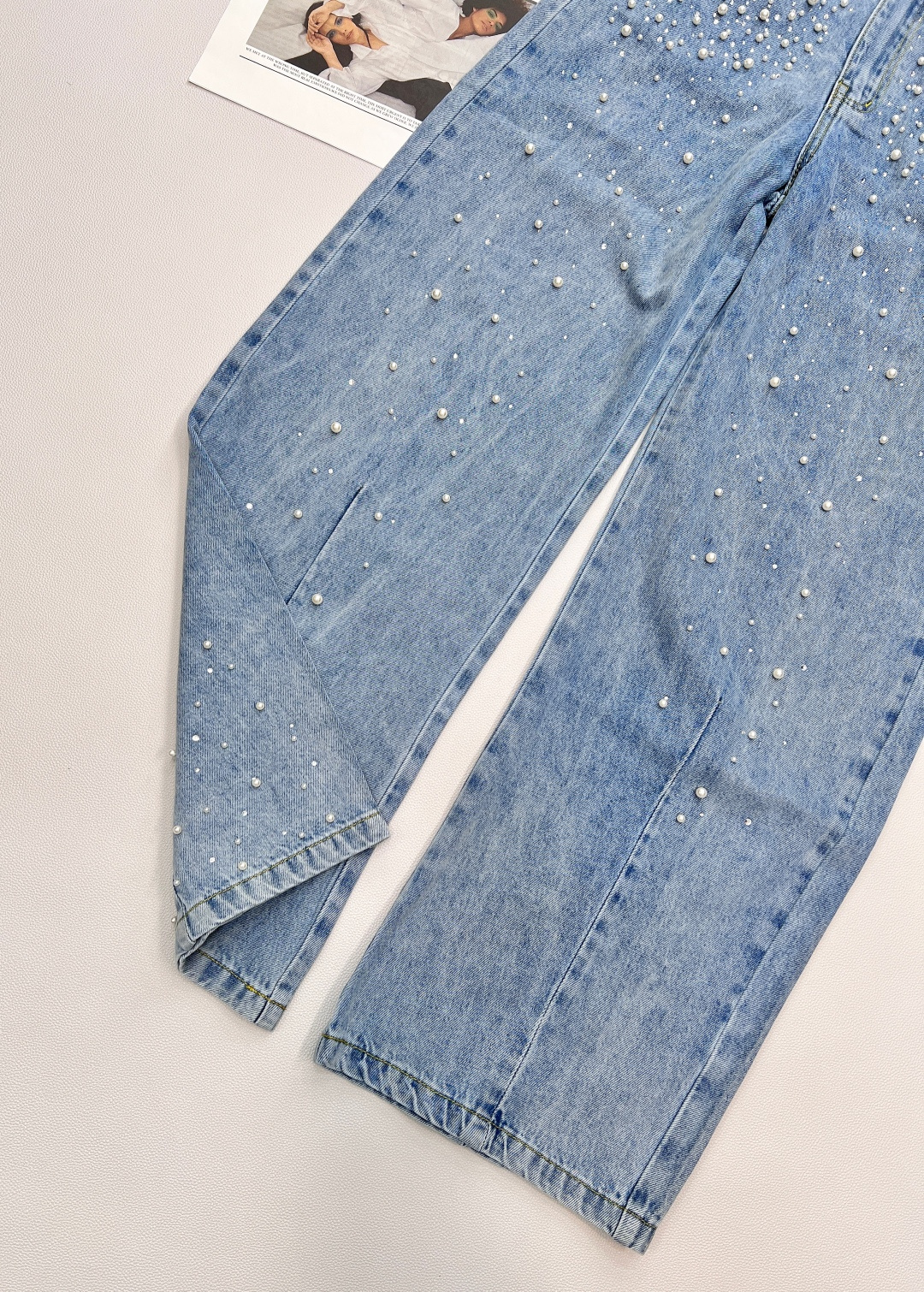 🆕Ann永夜星河绝美手工钉珠烫钻弯刀阔腿牛仔裤超多明星博主同款 实物比照片美一万倍一眼就爱上的款式 随便