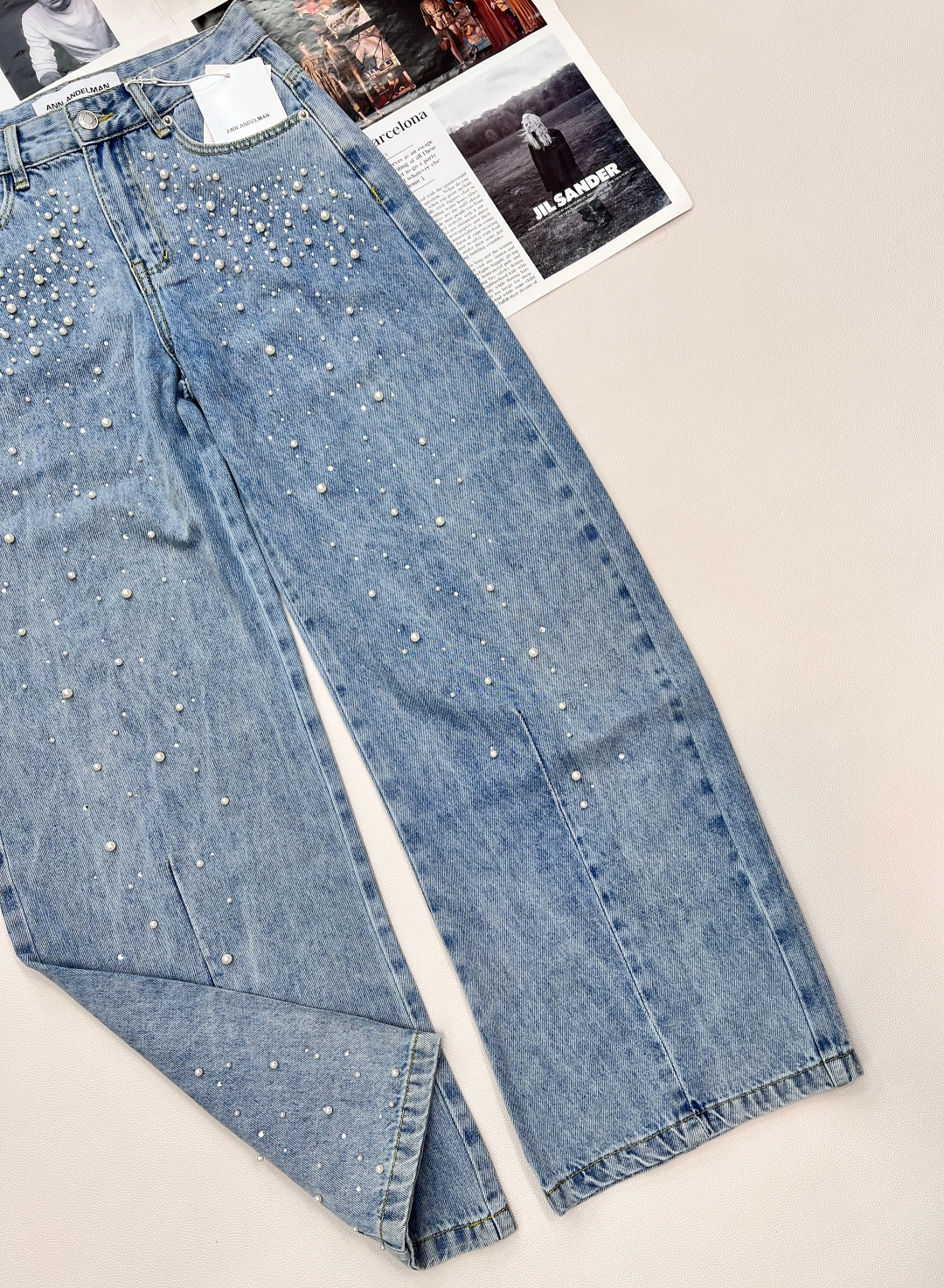 🆕Ann永夜星河绝美手工钉珠烫钻弯刀阔腿牛仔裤超多明星博主同款 实物比照片美一万倍一眼就爱上的款式 随便