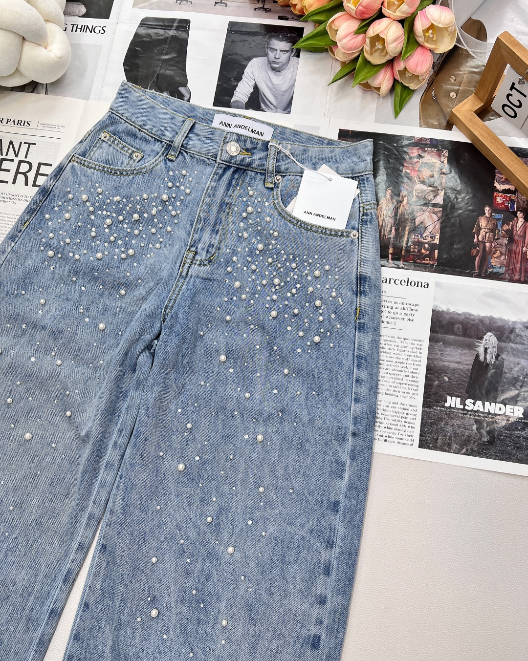 🆕Ann永夜星河绝美手工钉珠烫钻弯刀阔腿牛仔裤超多明星博主同款 实物比照片美一万倍一眼就爱上的款式 随便
