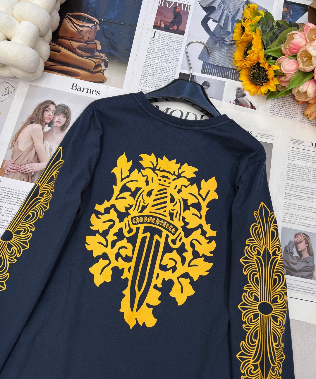 🆕 Chrome Hearts联名款柠檬黄🍋印花长袖T恤超显白的定制颜色 最新发售限定 招牌色彩印花极具